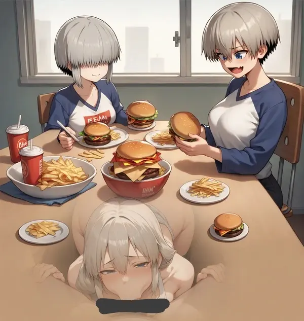 Tsuki Uzaki - sucking under the table